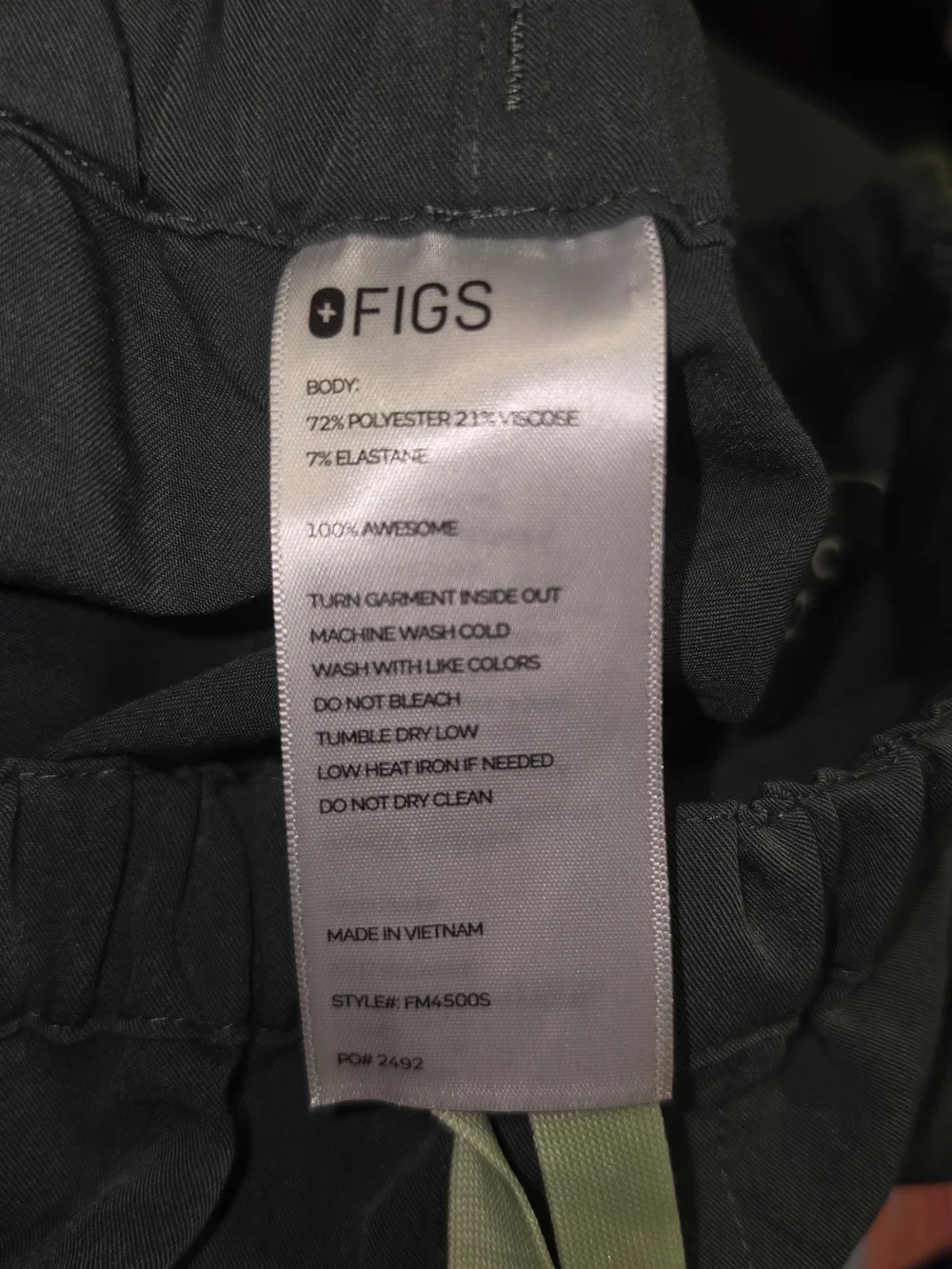 FIGS Technical Collection Pisco Basic Scrub Pants Olive Green Size XS/S